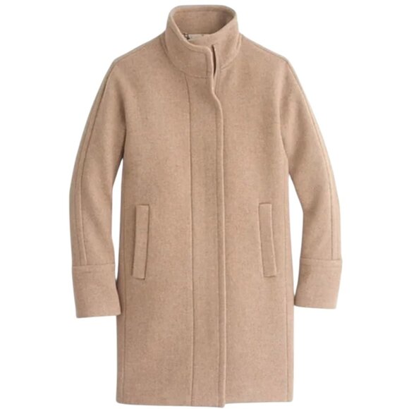 J. CREW Stadium Cloth Cocoon Coat Tan Wool Nello Gori Heather Sandstone Zip Sz 6 - Picture 1 of 13